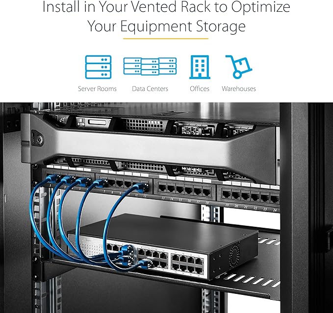 StarTech 2-Pack 1U Server Rack Shelf, Vented Rackmount Cantilever Tray - Image 5
