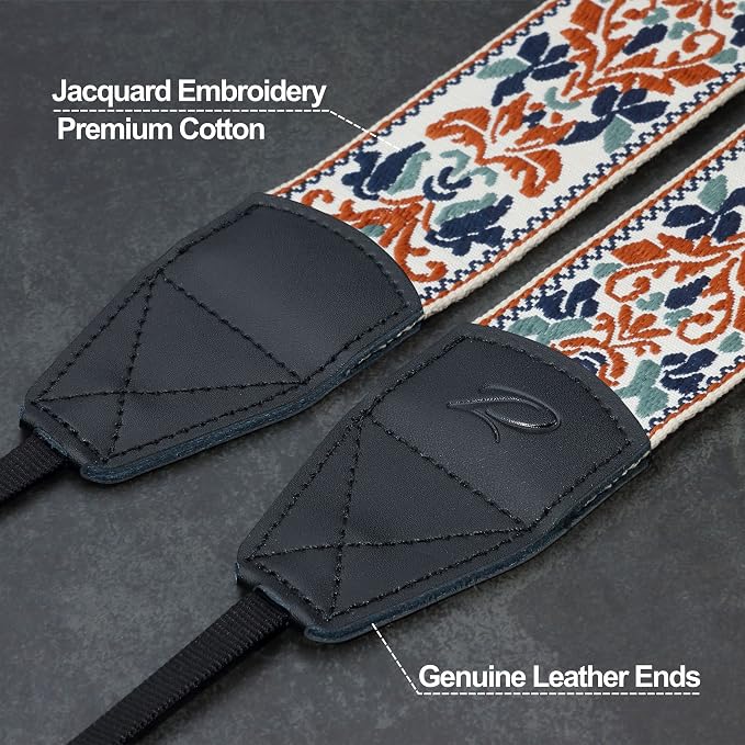 Padwa Lifestyle 2" Retro Jacquard Embroidery Camera Strap, Adjustable, Wide - Image 2