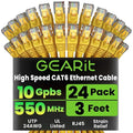 GEARit Cat 6 Ethernet Patch Cables 3 ft Yellow, High Speed 24AWG 10Gbps RJ45 by GEARit