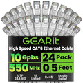 GEARit Cat 6 Ethernet Patch Cables 0.5 ft White, High Speed 24AWG 10Gbps RJ45 by GEARit