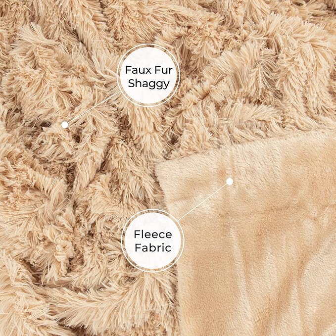 Tuddrom Decorative Extra Soft Faux Fur Throw Blanket 50"x60", Solid Reversible - Image 6
