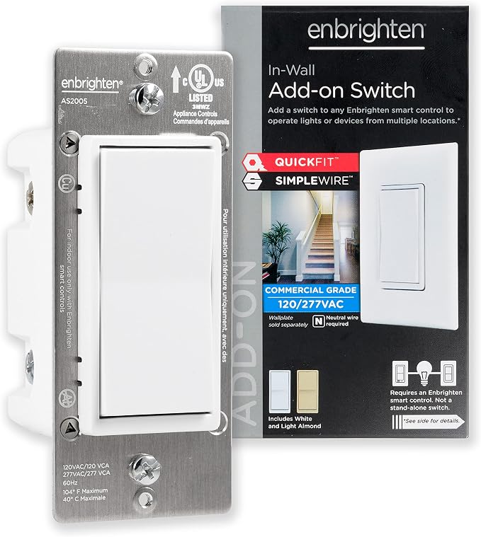Enbrighten Add-On Switch QuickFit and SimpleWire, In-Wall Rocker Paddle by Enbrighten