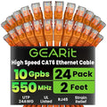 GEARit Cat 6 Ethernet Patch Cables 2 ft Orange, High Speed 24AWG 10Gbps RJ45 by GEARit