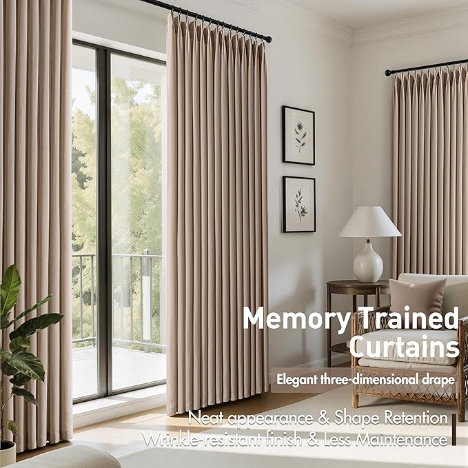 Memory Trained Pinch Pleated Curtains 92 Inches Long, Viral Linen Pinch Pleat - Image 3