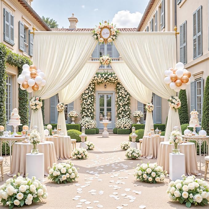 30ftx12ft Wrinkle Free Ivory Backdrop Curtains - Image 9