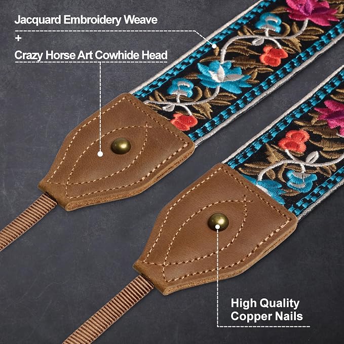 Padwa Lifestyle 2" Wide Classic Crazy Horse Art Cowhide Head Cotton Camera - Image 2