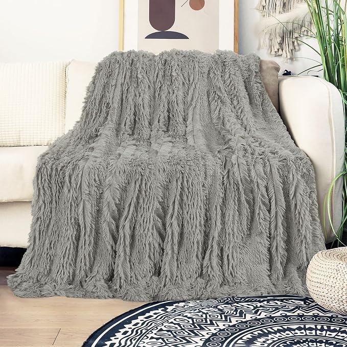 Tuddrom Decorative Extra Soft Faux Fur Blanket Twin Size 70" x 78", Solid - Image 2