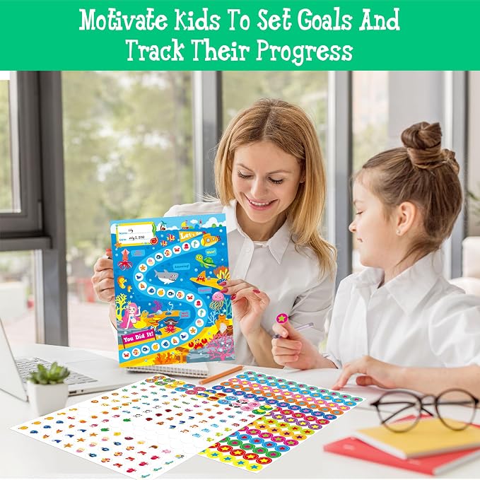 4 Incentive Charts with 3300 Reusable Stickers, Forest/Farm/Ocean/Space Themed - Image 3