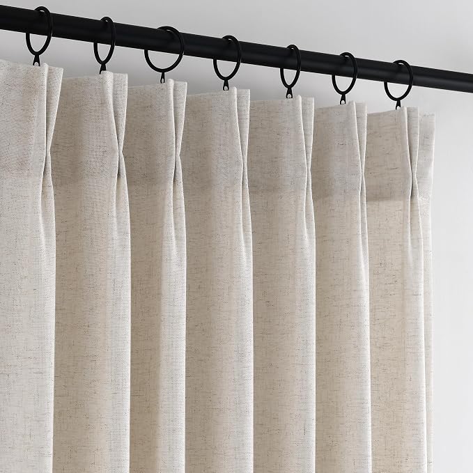 Memory Trained Pinch Pleated Curtains 120 Inches Long, Viral Linen Pinch Pleat by ANRODUO